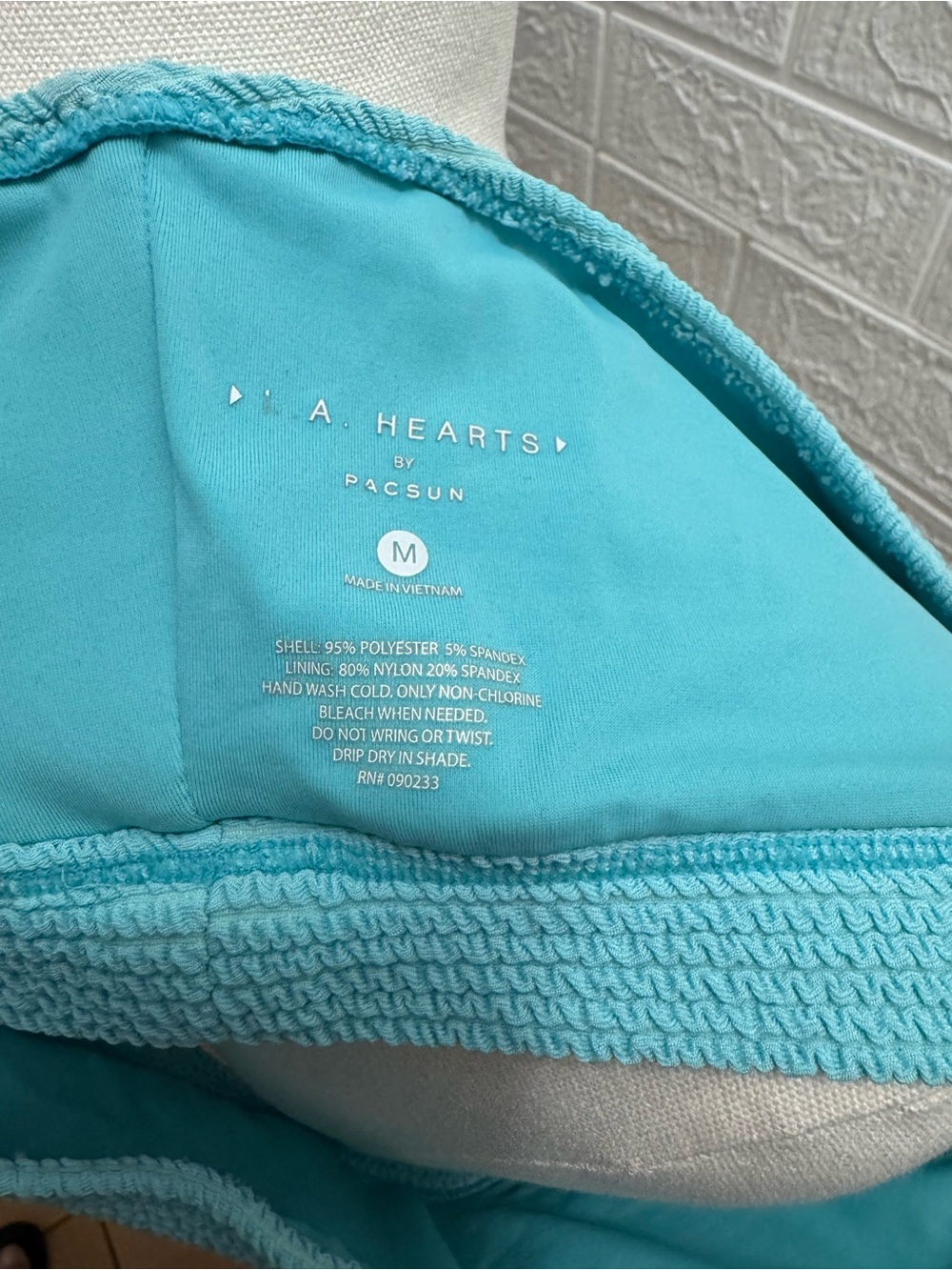 Smocked Bandeau Crop Top in Aqua Blue - Picture 4 of 4